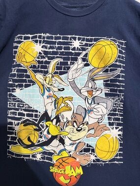 Space Jam Looney Tunes Basketball Graphic Tee - Navy size large